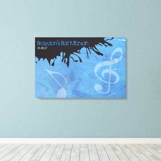 MELODIE van de TORAH Bar Mitzvah Inlogbord Canvas Afdruk (Insitu (Houten vloer))