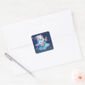 Melodie van het hiernamaals - Kawaii Ghost Musicia Vierkante Sticker (Envelop)