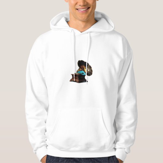 Melodieën Gramofoon Silhouet Ontwerp Hoodie (Voorkant)