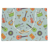  melodieën | Retro muziekinstrumentenpatroon Groot Cadeauzakje (Voorkant)