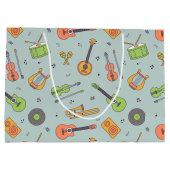  melodieën | Retro muziekinstrumentenpatroon Groot Cadeauzakje (Achterkant)