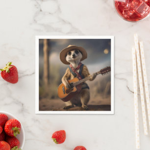 Melodieën van de Savanna A Meerkat Gitaar Serenade Servet