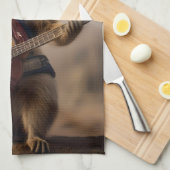 Melodieën van de Savanna A Meerkat Gitaar Serenade Theedoek (Quarter Fold)