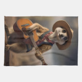 Melodieën van de Savanna A Meerkat Gitaar Serenade Theedoek (Horizontaal)