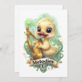 Melodieën van het Éire" Kawaii Duck Spelen op een  Kaart (Voorkant / Achterkant)