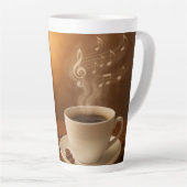 "Melodies in Steam: Musical Coffee Cup Art Mug" Latte Mok (Rechterhoek)