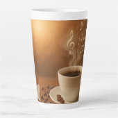 "Melodies in Steam: Musical Coffee Cup Art Mug" Latte Mok (Voorkant)