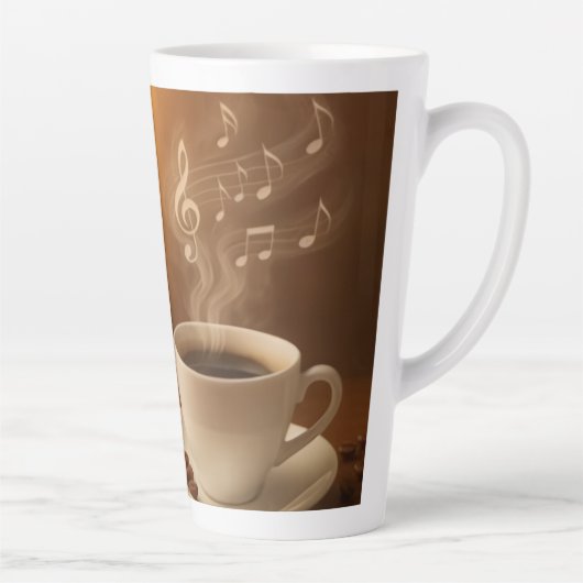 "Melodies in Steam: Musical Coffee Cup Art Mug" Latte Mok (Rechts)