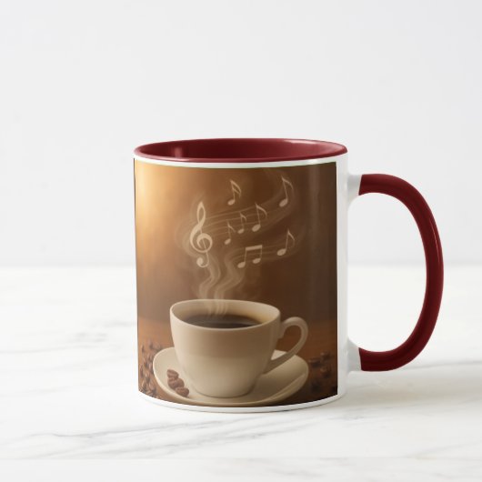 "Melodies in Steam: Musical Coffee Cup Art Mug" Mok (Rechts)