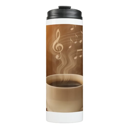 "Melodies in Steam: Musical Coffee Cup Art Mug" Thermosbeker (Voorkant)