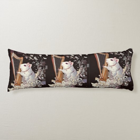 Melodisch Witte Rat Body Kussen – Elegant Ontwerp (Voorkant)
