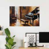 Melodische Echoes:  Piano in rustieke kamer Poster (Thuiskantoor)