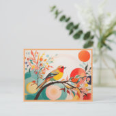 Melodische harmonie, Abstracte zangvogel op boomta Briefkaart (Staand voorkant)