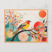 Melodische harmonie, Abstracte zangvogel op boomta Briefkaart (Voorkant)