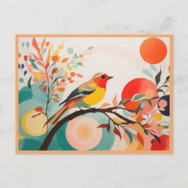 Melodische harmonie, Abstracte zangvogel op boomta Briefkaart