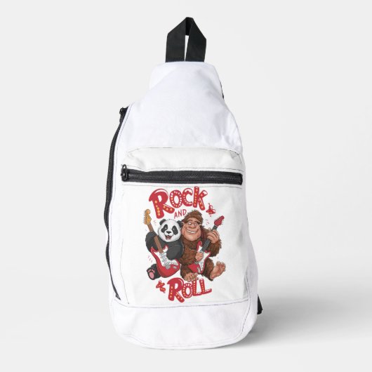 Melodische Harmonie: Bigfoot en Panda Beer Sling Bag (Voorkant)