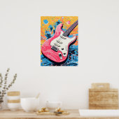 Melodische harmonie: de kleurrijke gitaar poster (Keuken)