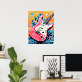 Melodische harmonie: de kleurrijke gitaar poster (Thuiskantoor)