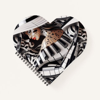 Melodische omhelzing - hartvormig Notitieboek voor