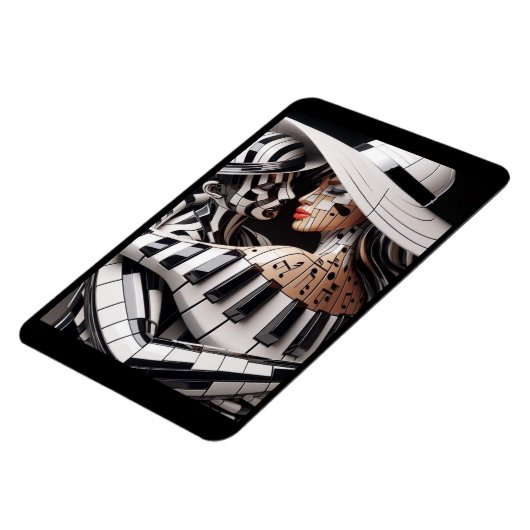 "Melodische omhelzing – magneet met artistiek muzi (Linkerzijde)