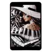 "Melodische omhelzing – magneet met artistiek muzi (Verticaal)