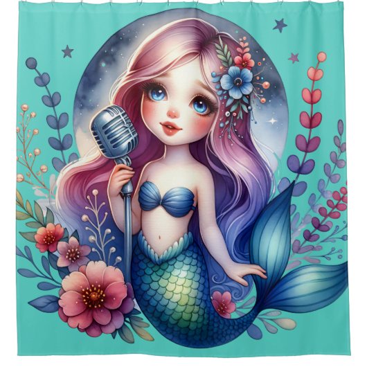 "Melodische Zeemeermin Serenade" Douchegordijn (Voorkant)
