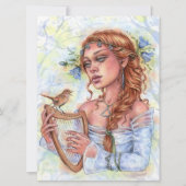 Melody Bell Flower Nightingale Bird Harp Art Kaart (Voorkant)