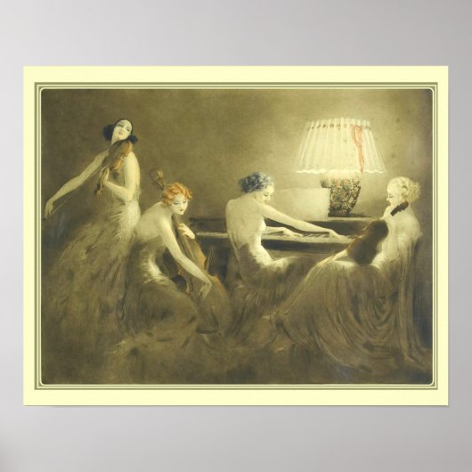 "Melody Hour" Art Deco Afdruk van Louis Icart Poster (Voorkant)