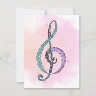 Melody in Line & Color treble clef postcard Briefkaart