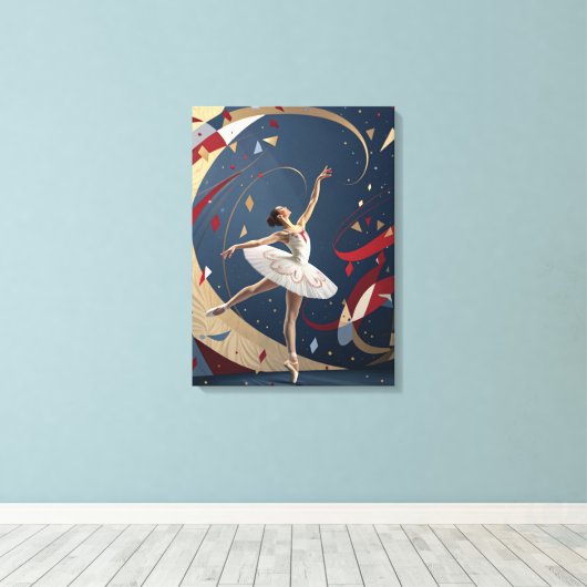 Melody in Motion Abstract Ballerina  Canvas Afdruk (Insitu (Houten vloer))