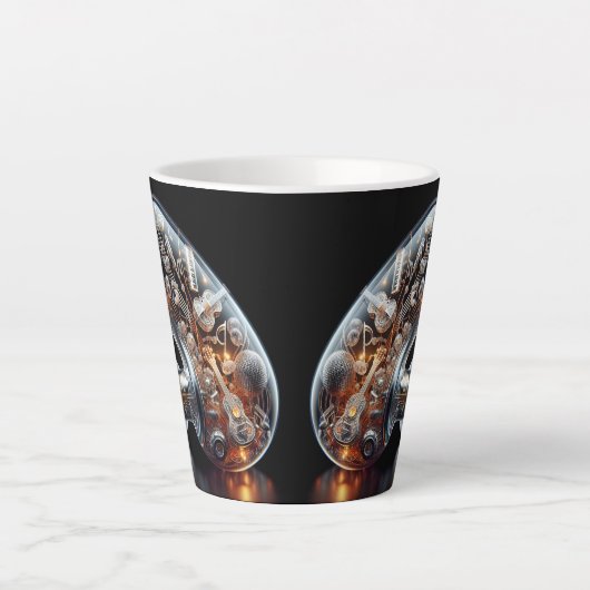 Melody in Motion Latte Mok – Surrealistische muzie (Voorkant)