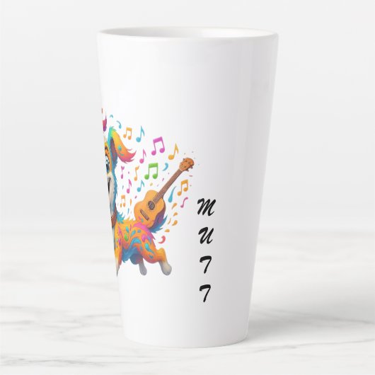 Melody Mutt" T-Shirt - Whimsical Musical Dog Desig Latte Mok (Voorkant)