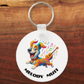 Melody Mutt" T-Shirt - Whimsical Musical Dog Desig Sleutelhanger (Voorkant)