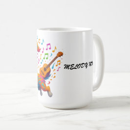 Melody Mutt" T-shirt - Whimsical Muziekaal Hond On Koffiemok