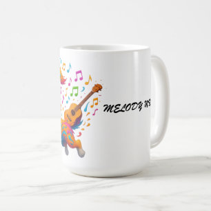 Melody Mutt" T-shirt - Whimsical Muziekaal Hond On Koffiemok
