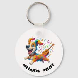 Melody Mutt" T-shirt - Whimsical muziekhondenontwe Sleutelhanger