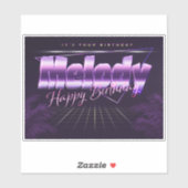 Melody Name Vorname lila retro Sticker Geburtstag (Vel)