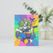 "Melody" Rainbow Guitar Hippie Fairy Briefkaart (Staand voorkant)