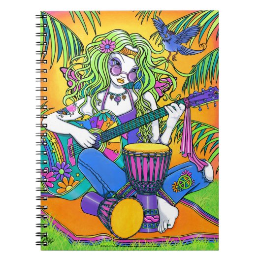 Melody Rainbow Guitar Hippie Fairy-laptop Notitieboek (Voorkant)