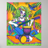 "Melody" Rainbow Guitar Hippie Fairy Poster (Voorkant)