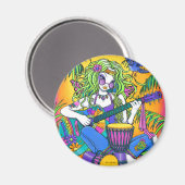 "Melody" Regenbooggitaar Hippie Fairy Magnet (Voorkant / Achterkant)