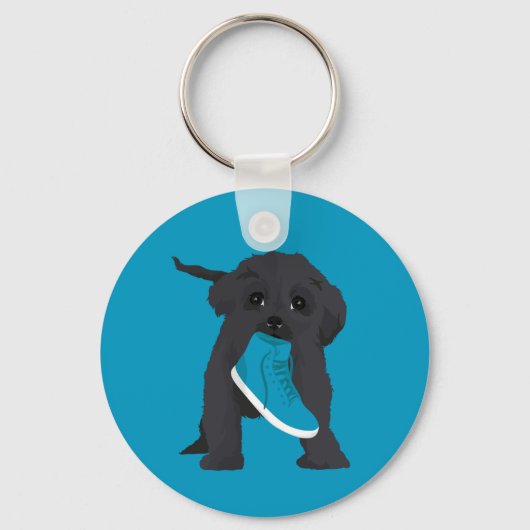 Melody The Affenpinscher Puppy Stealing Shoe Sleutelhanger (Voorkant)