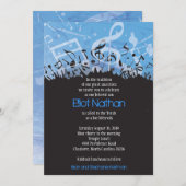 MELODY van de Bat Mitzvah Invitation-1 van de Staf Kaart (Voorkant / Achterkant)