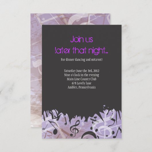 MELODY van de TORAH Bar Bat Mitzvah Party Card Kaart (Voorkant / Achterkant)