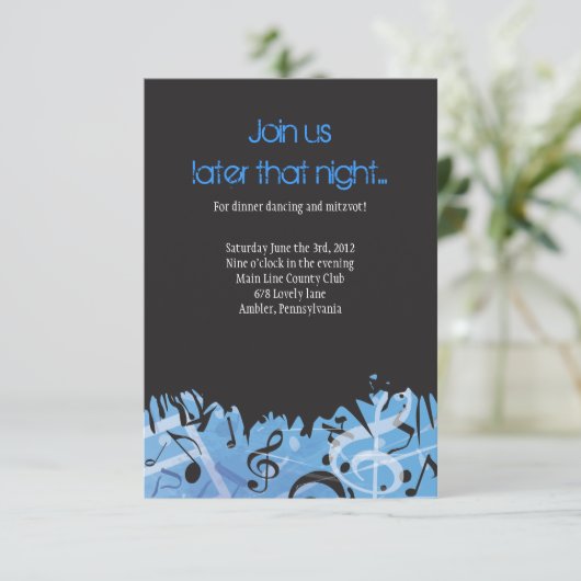 MELODY van de TORAH Bar Bat Mitzvah Party Card Kaart (Staand voorkant)