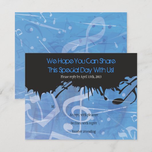 MELODY van de TORAH Bar Bat Mitzvah Reply Card RSVP Kaartje (Voorkant / Achterkant)