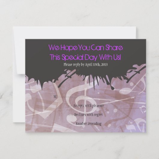 MELODY van de TORAH Bar Bat Mitzvah Reply Card RSVP Kaartje (Voorkant)