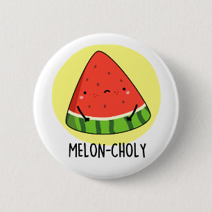 Meloen-choly Grappige Sad Watermeloen Pun Ronde Button 5,7 Cm
