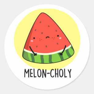 Meloen-choly Grappige Sad Watermeloen Pun Ronde Sticker