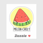 Meloen-choly Grappige Sad Watermeloen Pun Sticker (Vel)